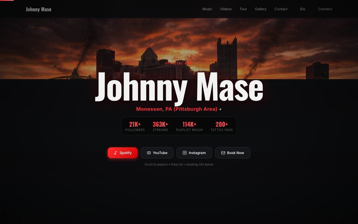 Johnny Mase homepage