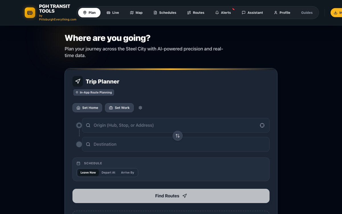 Transit Pittsburgh homepage